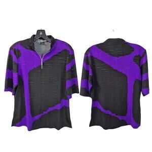Jamie Sadock Black Purple Activewear Top Shirt Golf Pickleball Tennis Women's S